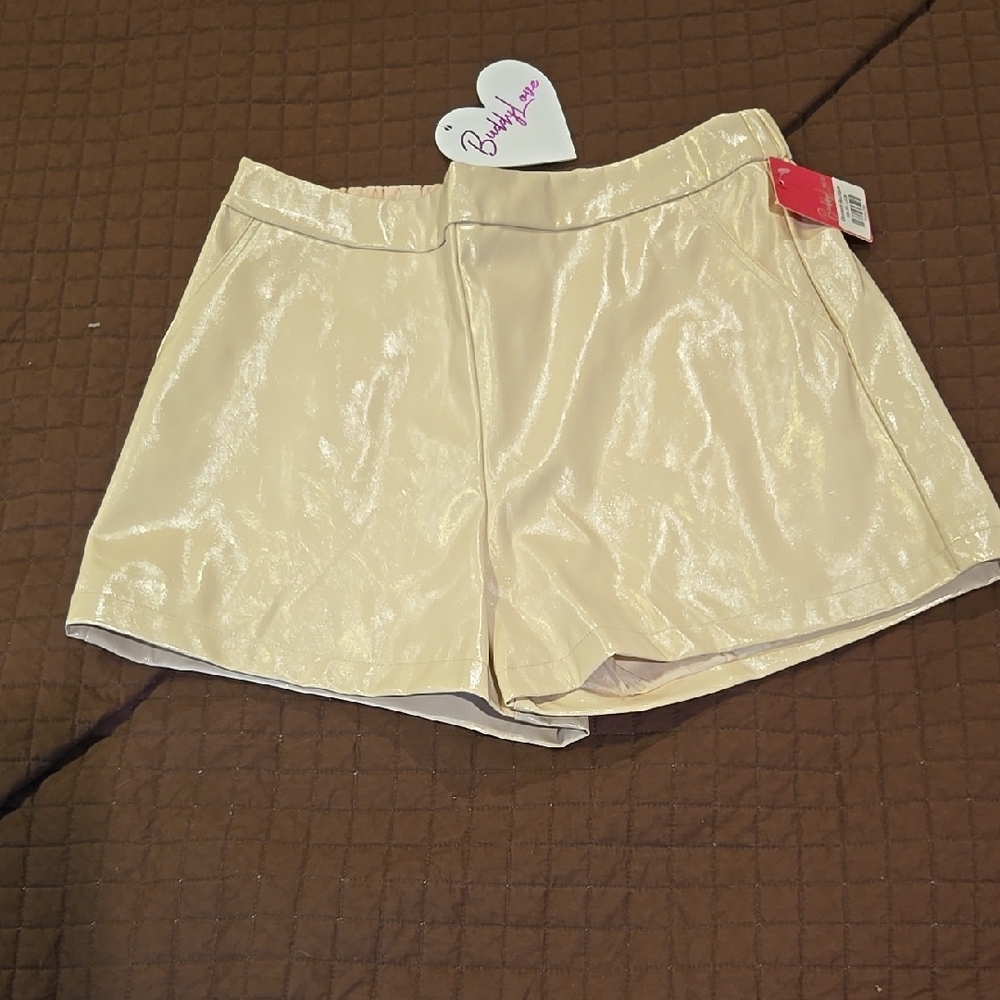 Buddy Love Cream High Waist Pleather Shorts